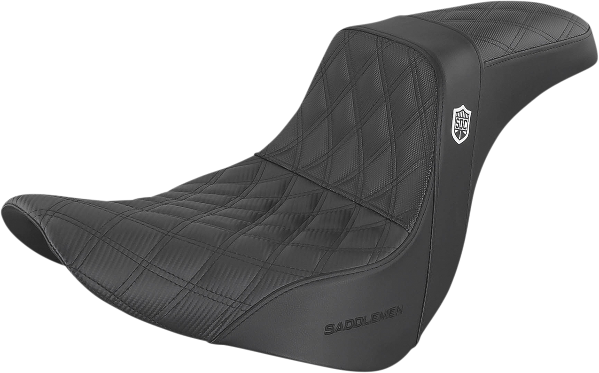 SADDLEMEN Pro Series SDC Performance Seat - without Backrest - Lattice Stitch/Lumbar Gripper - FL/FX '18-'23 SC81829DB