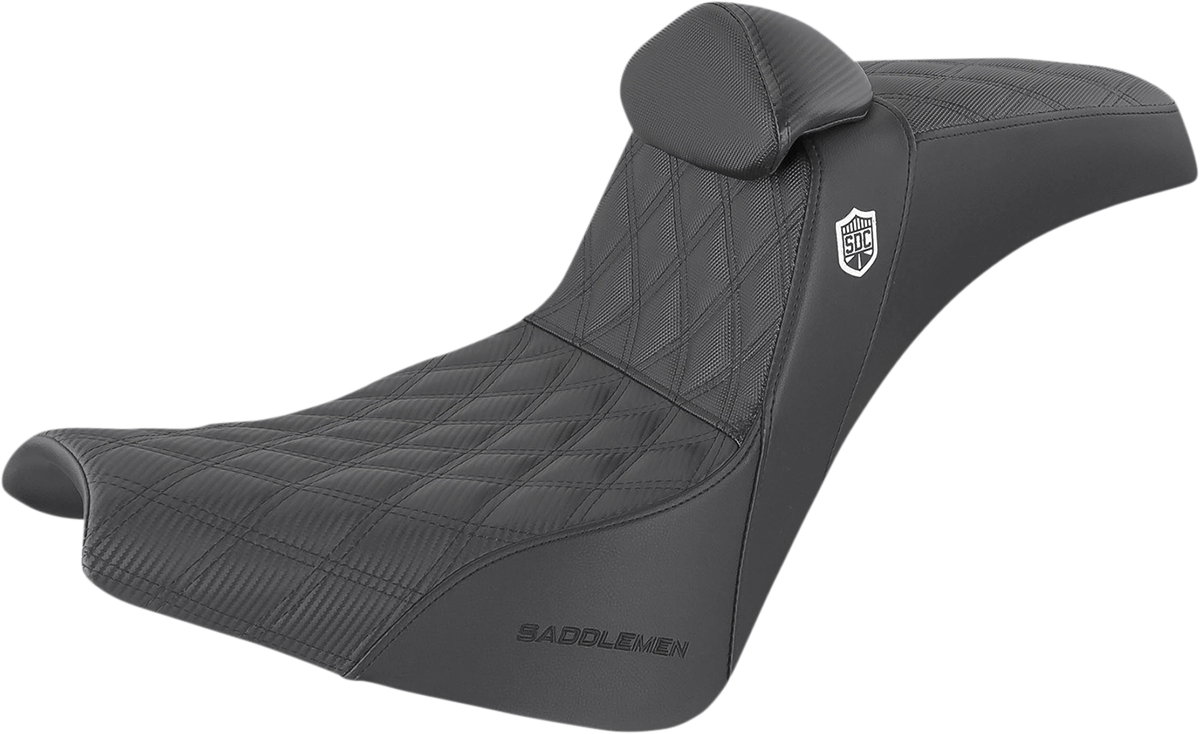 SADDLEMEN Pro Series SDC Performance Seat - with Backrest - Lattice Stitch/Lumbar Gripper - FX '18-'23 SC81830DBRT