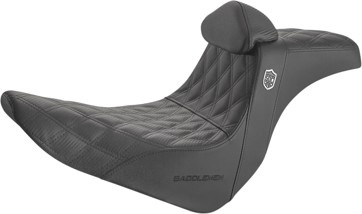 SADDLEMEN Pro Series SDC Performance Seat - with Backrest - Lattice Stitch/Lumbar Gripper - FL/FX '18-'23 SC81829DBRT