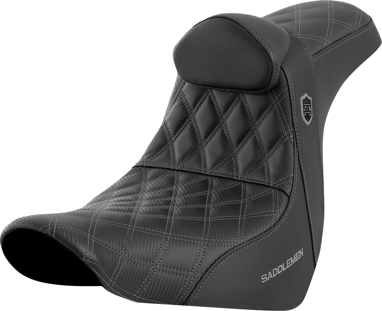 SADDLEMEN Pro Series SDC Performance Seat - with Backrest - Gray Stitch - FL/FX '18-'23 SC81829GRERT
