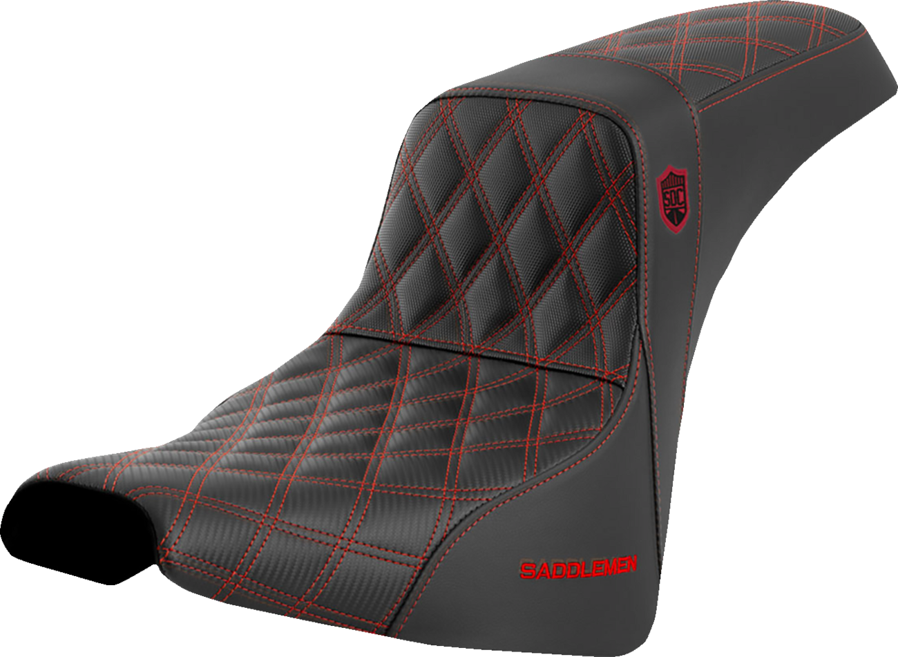 SADDLEMEN Pro Series SDC Performance Seat - without Backrest - Red Stitch - FXBB/FXST '18-'23 SC81830RED