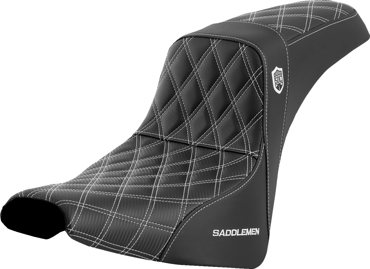 SADDLEMEN Pro Series SDC Performance Seat - without Backrest - White Stitch - FXBB/FXST '18-'23 SC81830WHI