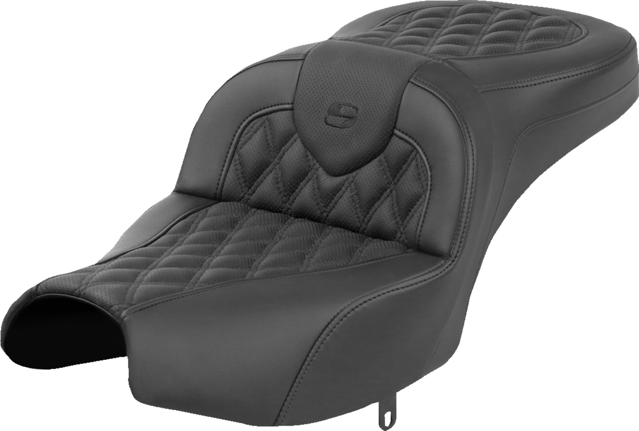 SADDLEMEN Roadsofa* Seat - Without Backrest - Black - Lattice Stitch - Indian Pursuit '22-'24 I22-02-182