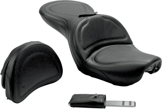 SADDLEMEN Seat - Explorer* - With Backrest - Stitched - Black - FXD '04-'05 804-04-0301