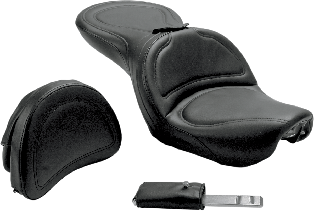 SADDLEMEN Seat - Explorer* - With Backrest - Stitched - Black - FXD '04-'05 804-04-0301