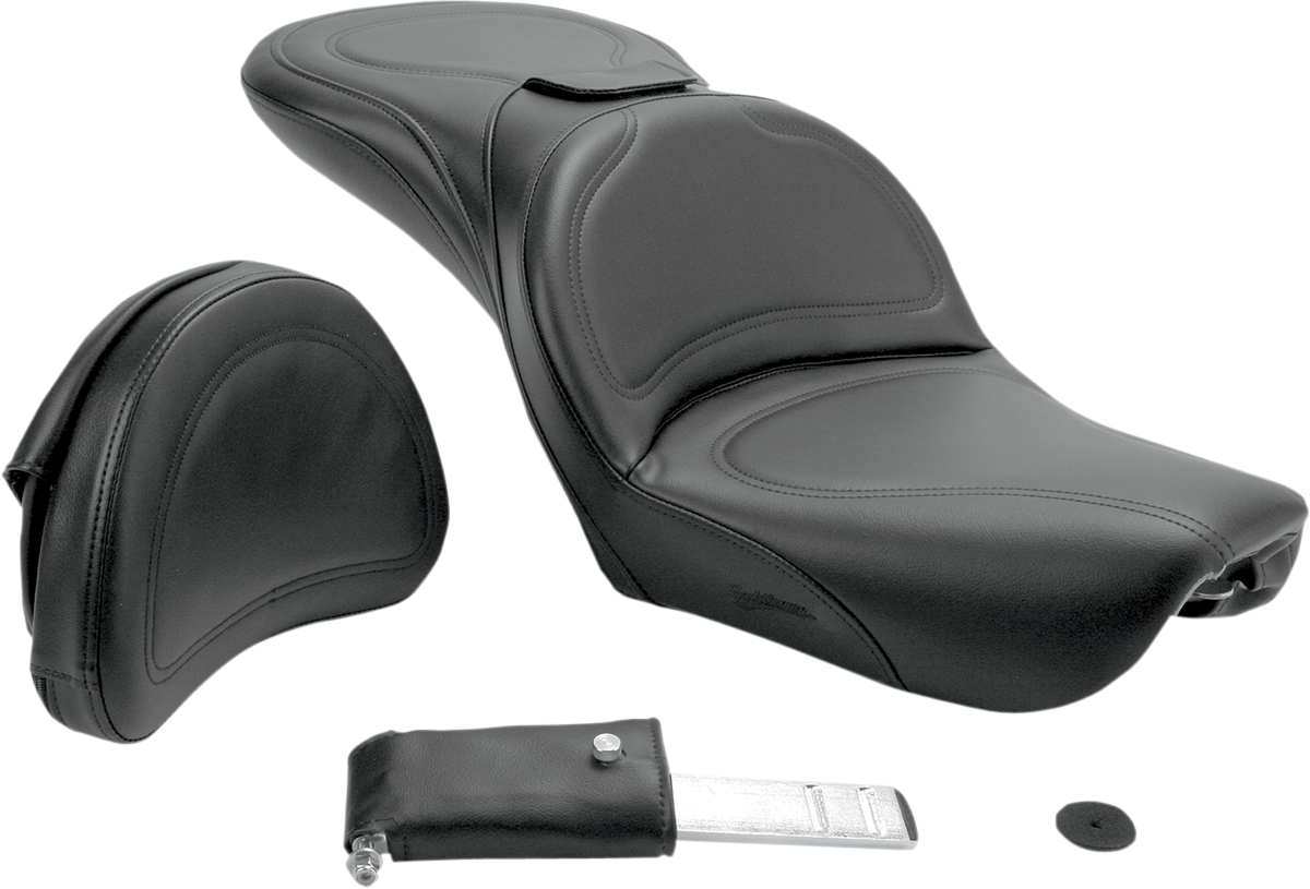 SADDLEMEN Seat - Explorer* - With Backrest - Stitched - Black - FXDWG '04-'05 804-05-0301