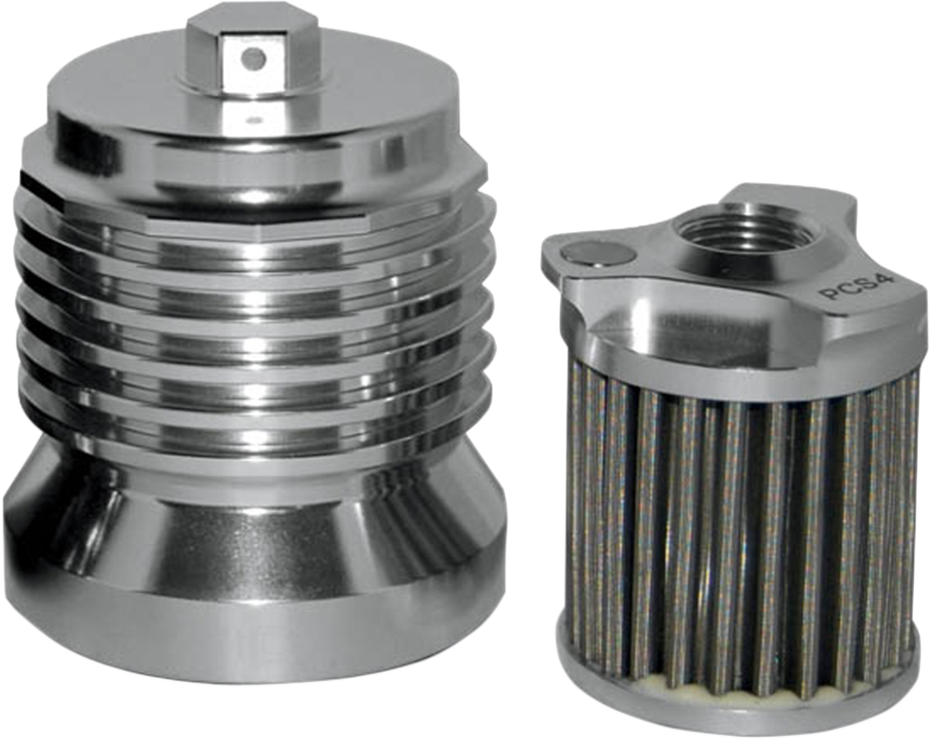 PC RACING Flo? "Spin-on" Oil Filter - Polished Aluminum - Aprilia/BMW/Buell/H-D/Moto Guzzi/Yamaha PCS4C