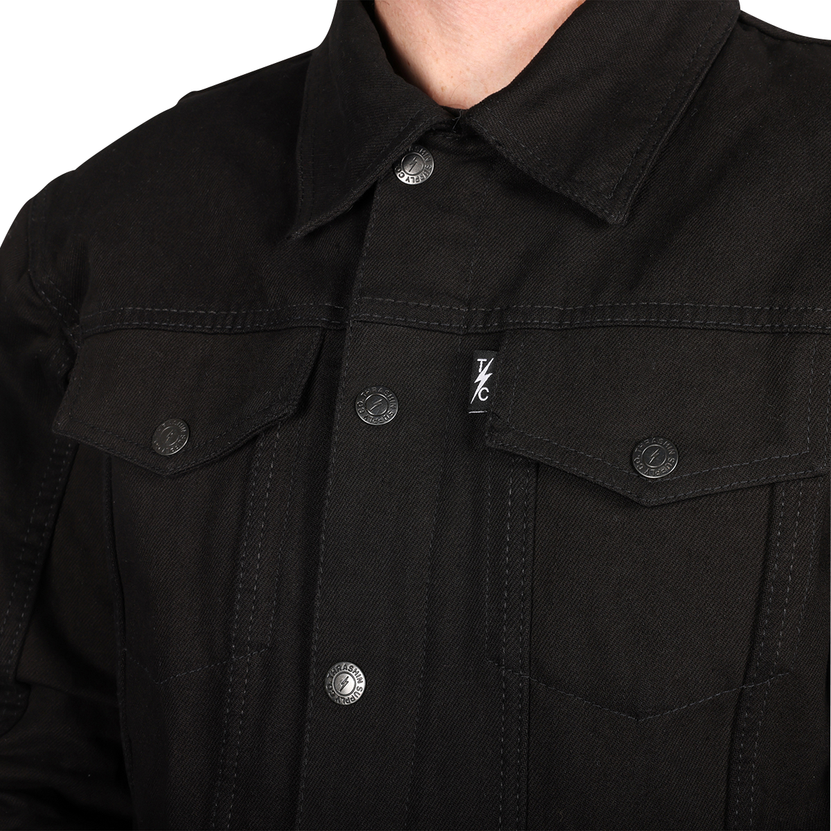 THRASHIN SUPPLY CO. Highway v2 Denim Riding Jacket - Black - 2XL TMJ-10-12