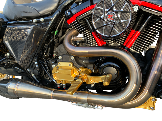 HAWG HALTERS Mid Control Conversion Kit - Gold - Knurled Pegs - FLH/FLT MCK-FH16GS-FK