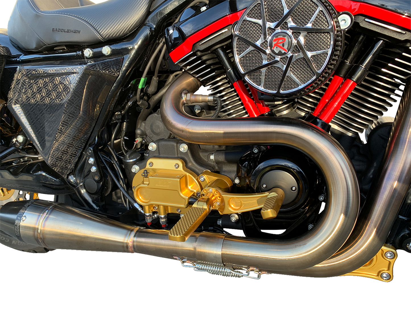 HAWG HALTERS Mid Control Conversion Kit - Gold - Knurled Pegs - FLH/FLT MCK-FH16GS-FK