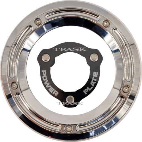 TRASK Derby Cover with Power Plate - Chrome/Black - Kit - '17-'25 Harley-Davidson TM-0051-CH-BK